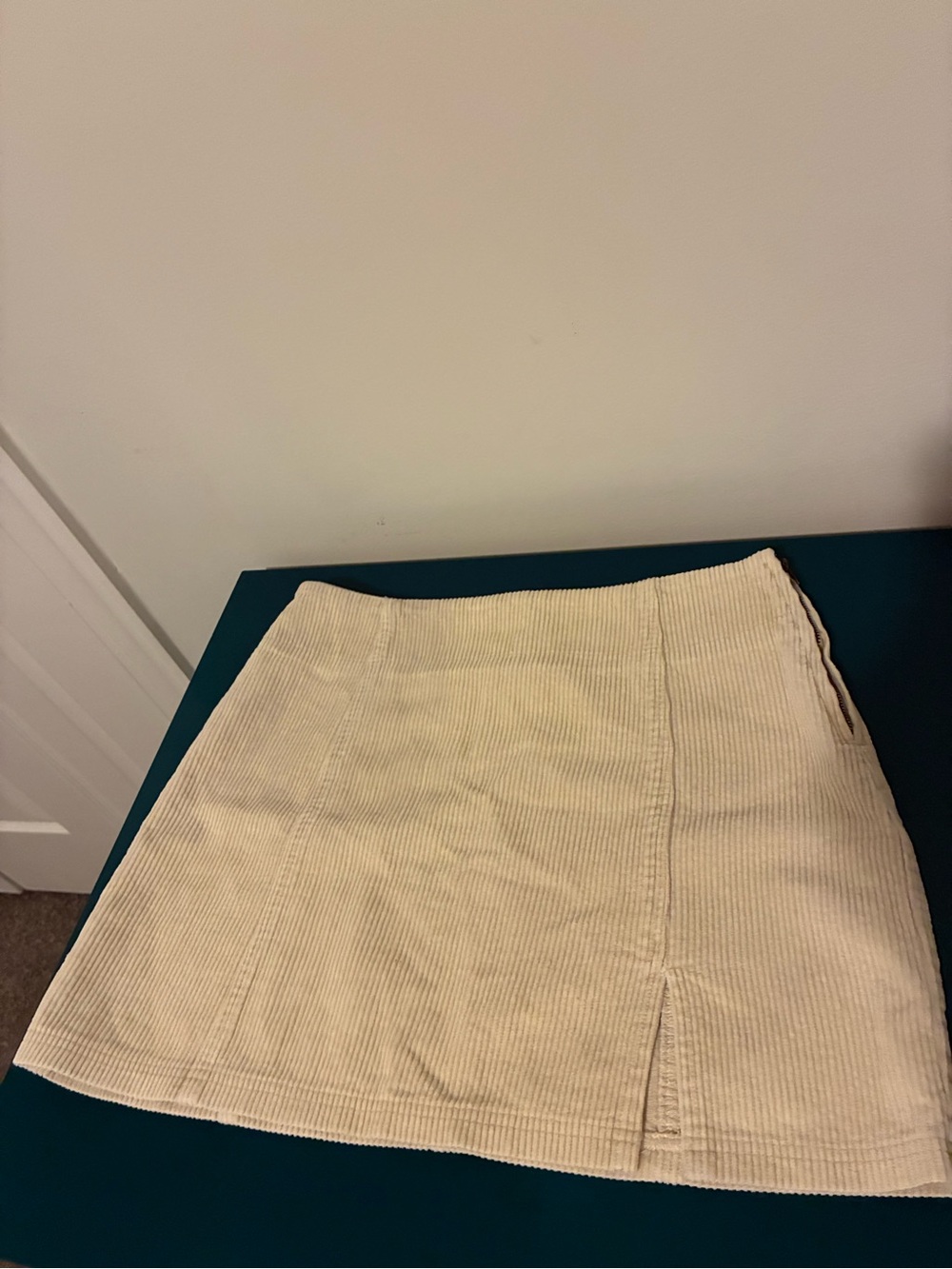 She + Sky Cream Corduroy Mini Skirt